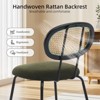 Mid-Century Dining Chairs Set for Living Room,Modern Velvet Upholstered Chairs with Rattan Backrest & Sturdy Metal Legs for Kitchen - 3 of 4