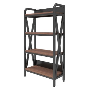 56" Tall Kitchen Bakers Rack, 4 Tier Microwave Stand with Storage, Industrial Bookcase, Freestanding Coffee Bar Station for Spices, Cups, Pots - 1 of 4
