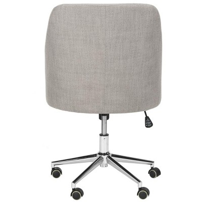 Transitional Gray Linen Swivel Office Chair with Chrome Legs