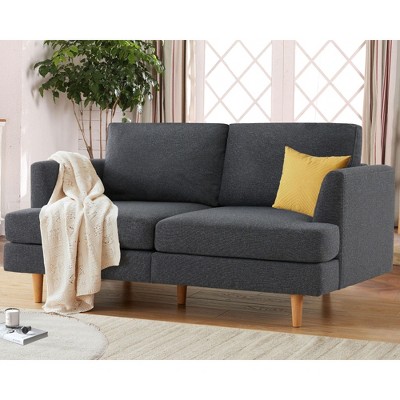 Gericco 65" Deep Seat Loveseat Sofa, Mid Century Modern Couches for Living Room, Small Couches for Small Spaces Couches with Wooden Legs