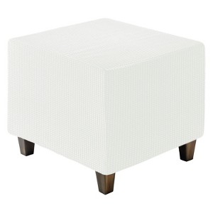 Unique Bargains Square Jacquard Ottoman Slipcover with Elastic Bottom for Furniture Protector - 1 of 4