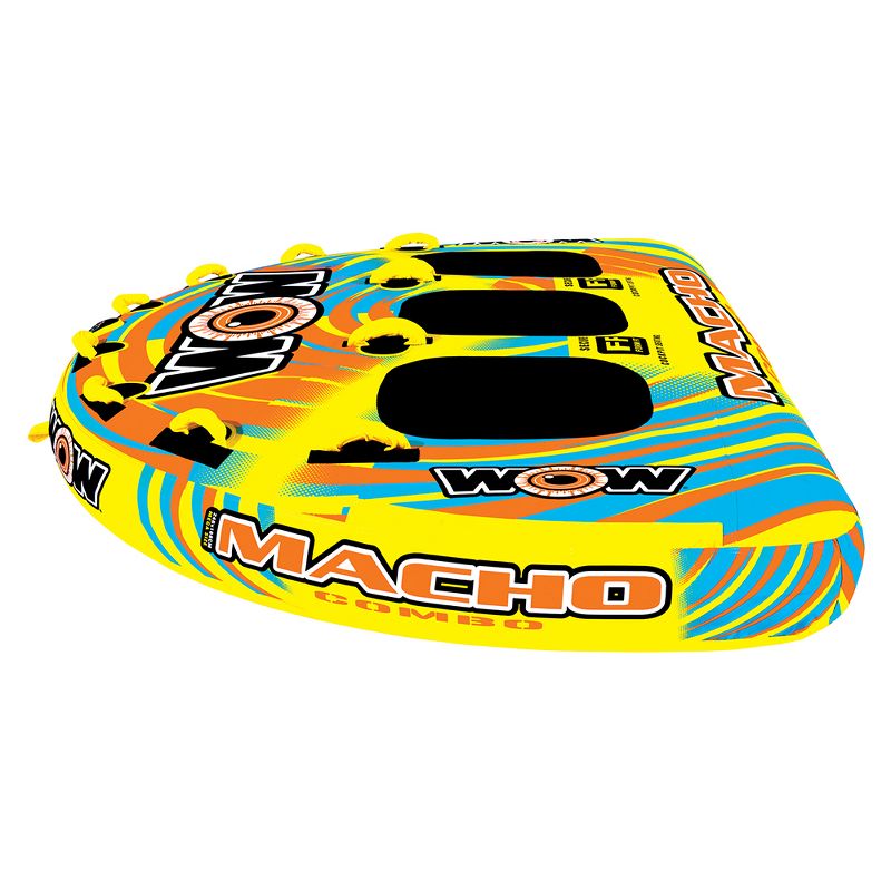 Wow 16-1030 Macho Combo Inflatable 3 Person Multiple Riding Positions Lake Ocean Towable Water Tube with 12 Foam Handles and Secure Cockpit Seating, 2 of 6