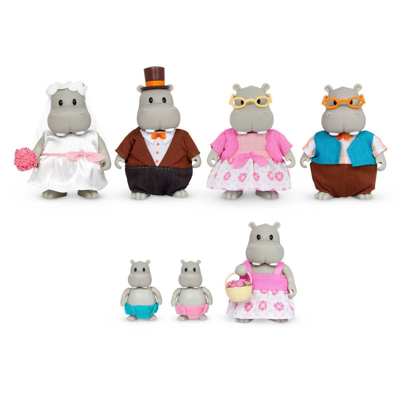 Li&#39;l Woodzeez Pitterpotemus Hippo Family Small Figurines Wedding Set, 5 of 7