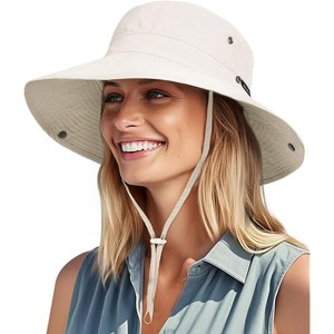 Fisfet Sun Hats for Women Ponytail UPF 50+ Beach Summer Hat Wide Brim Packable Cowboy Hat - 1 of 1