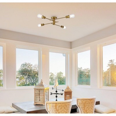 Xavier Adjustable Brass 4-Light Flush Mount Fixture