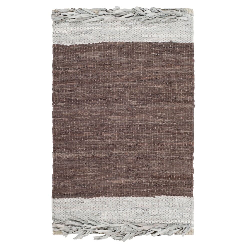 3'x5' Color Block Woven Accent Rug Light Gray/Dark Brown - Safavieh