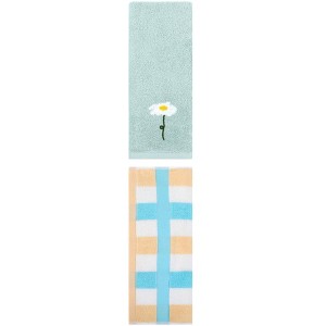 REGALWOVEN Chic Pattern Cotton Soft Absorbent Hand Towels for Bathroom 13" x 30"/13" x 29" 2 Pcs - 1 of 4