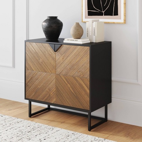 Small Space Wood Storage Cabinet Black Metal - Brightroom™ : Target