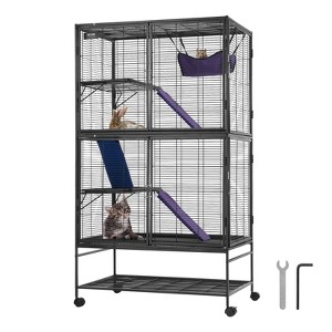 VEVOR 64.6" Rolling Metal Ferret Cage, Large 4-Tier Critter Nation Cage, Small Animal Cage with Ramps & Tray, Easy to Set up for Pet Rats, Hamster - 1 of 4