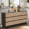 Large Sideboard Buffet Cabinet with 9 Drawers, Modern Storage Dresser for Kitchen, Dining Room, or Living Room, Black and Oak Wood Finish - 2 of 4