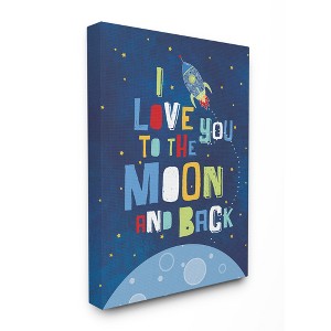Stupell Industries I Love You Moon and Back Rocket Ship Stretched Canvas Kids' Wall Art (16"x20"x1.5) - 1 of 3