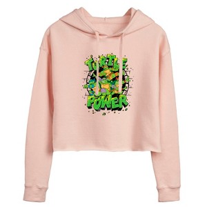 Women's - Teenage Mutant Ninja Turtles - Turtle Power New Cropped Graphic Hoodie - 1 of 3