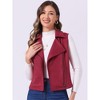 INSPIRE CHIC Women's Faux Suede Casual Sleeveless Biker Vest Jacket - 2 of 4