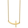 Chisel Stainless Steel Polished Yellow IP-plated Curved Sideways Cross on an 18" Cable Chain Necklace - 4 of 4