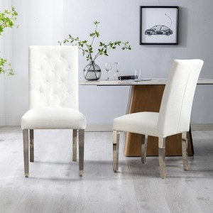 APRILSOUL38.20"Set of 2 Modern Dining Chairs with Plush Velvet Upholstery, Sturdy Stainless Steel Legs - 1 of 4