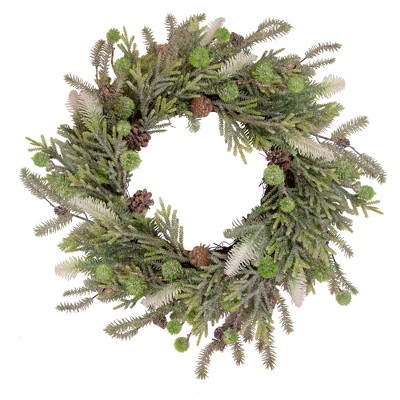 Northlight 13.5 Brown And Green Frosted Pine Cones Artificial Christmas  Basket : Target