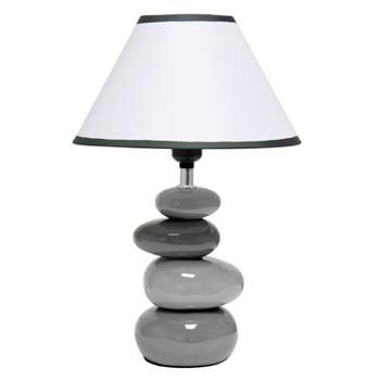 14.7" Contemporary Ceramic Stacking Stones Table Desk Lamp Gray - Creekwood Home