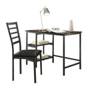 Madigan Metal Writing Desk with Chair in Black - Lexicon