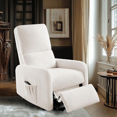 AMERLIFE Electric Power Lift Chair for Adults Elderly, Adjustable Headrest&Footrest, Nursery Recliner Chair Sofa for Living Room Bedroom, Teddy White