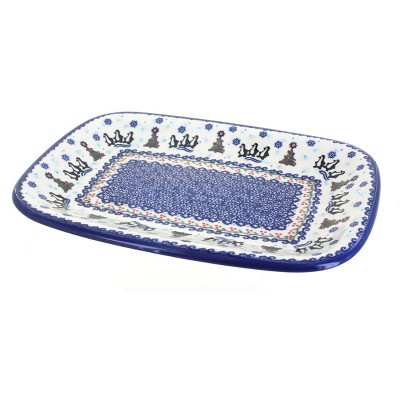 Blue Rose Polish Pottery Arctic Holidays Large Rectangular Serving Platter