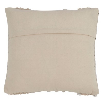 18'' Natural Cotton Moroccan Throw Pillow with Fringe and Braids