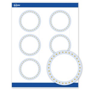 Avery 3" Diameter Labels, Gold Dots with Blue Border, 60 ct - 1 of 4