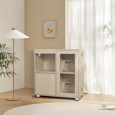 Teak 4-Tier Wooden Pet House with Acrylic Windows