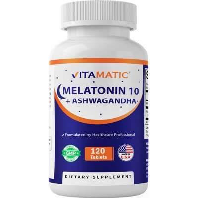 Melatonin 10mg with Ashwagandha 4:1 Extract 250 mg 120 Tablets