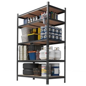 Storage Shelves 5 Tier Garage Shelving Heavy Duty Adjustable Metal Shelving Unit, Garage Shelves for Basement,Kitchen ,Black - 1 of 4