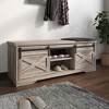 Entryway Shoe Bench With Sliding Door Cushion Adjustable Shelf Large Storage Space Shoe Rack Storage Organizer for Entryway Living Room - 4 of 4