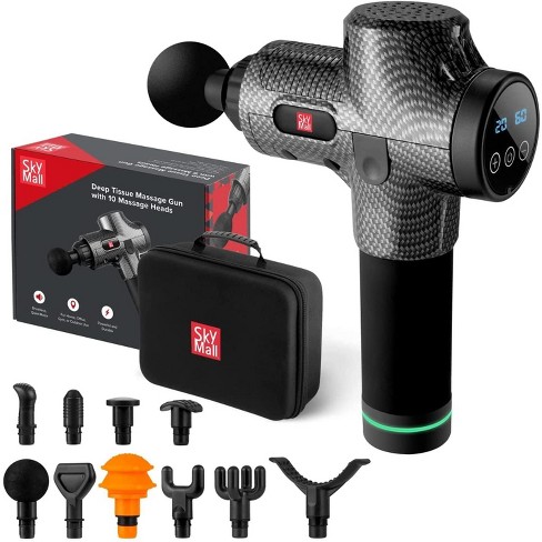 Sm Percussion Massage Gun Deep Tissue For Athletes  Cordless Handheld  30-speed Percussive Muscle Massage Therapy + 10 Heads, Lcd Screen & Carry  Case : Target