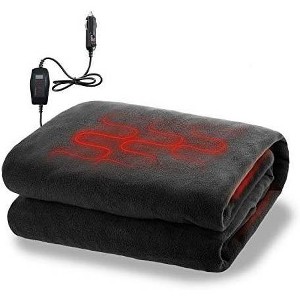 Zone Tech Car Travel Blanket – Black Premium Quality 12V Automotive Polar Fleece Material Great for Winter, Cold Days and Night Road Trips - 1 of 4