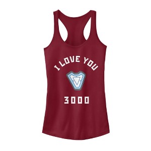 Juniors Womens Marvel I Love You 3000 Iron Man Reactor Racerback Tank Top - 1 of 3