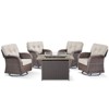 Buenhomino 5 Pieces Patio Wicker Furniture Set - 4 Outdoor Swivel Rocker Glider Chairs with Propane Fire Pit Table - 2 of 4