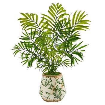 Nearly Natural 18” Mini Areca Palm Artificial Plant in Floral Vase
