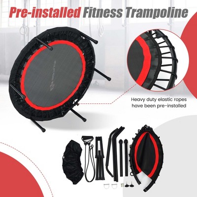 Red 40'' Foldable Fitness Trampoline with Adjustable Handle
