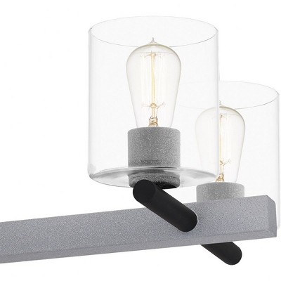 Caldwell Matte Black 6-Light Linear Chandelier with Clear Glass