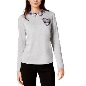 maison Jules Womens laid Heart Collared Knit Blouse - 1 of 1