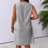 Women's Summer Striped V - Neck Sleeveless Dress Grommet Straps and Pocket Design - 2 of 4
