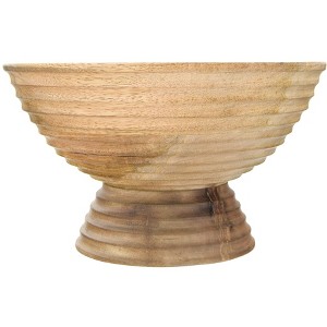 Storied Home Boho Wood Pedestal Serving Bowl - 1 of 4
