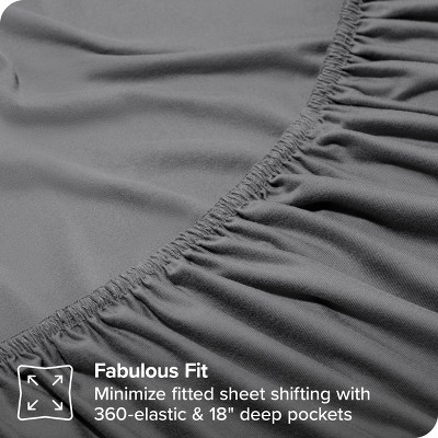 Full Gray Microfiber Stretch Knit Deep Pocket Sheet Set