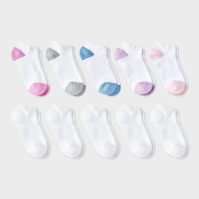 Girls' 10pk Low Socks - Cat & Jack™ White