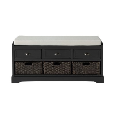 NicBex Modern 44" Storage Bench with 3 Drawers and 3 Baskets for Entryway and Living Room