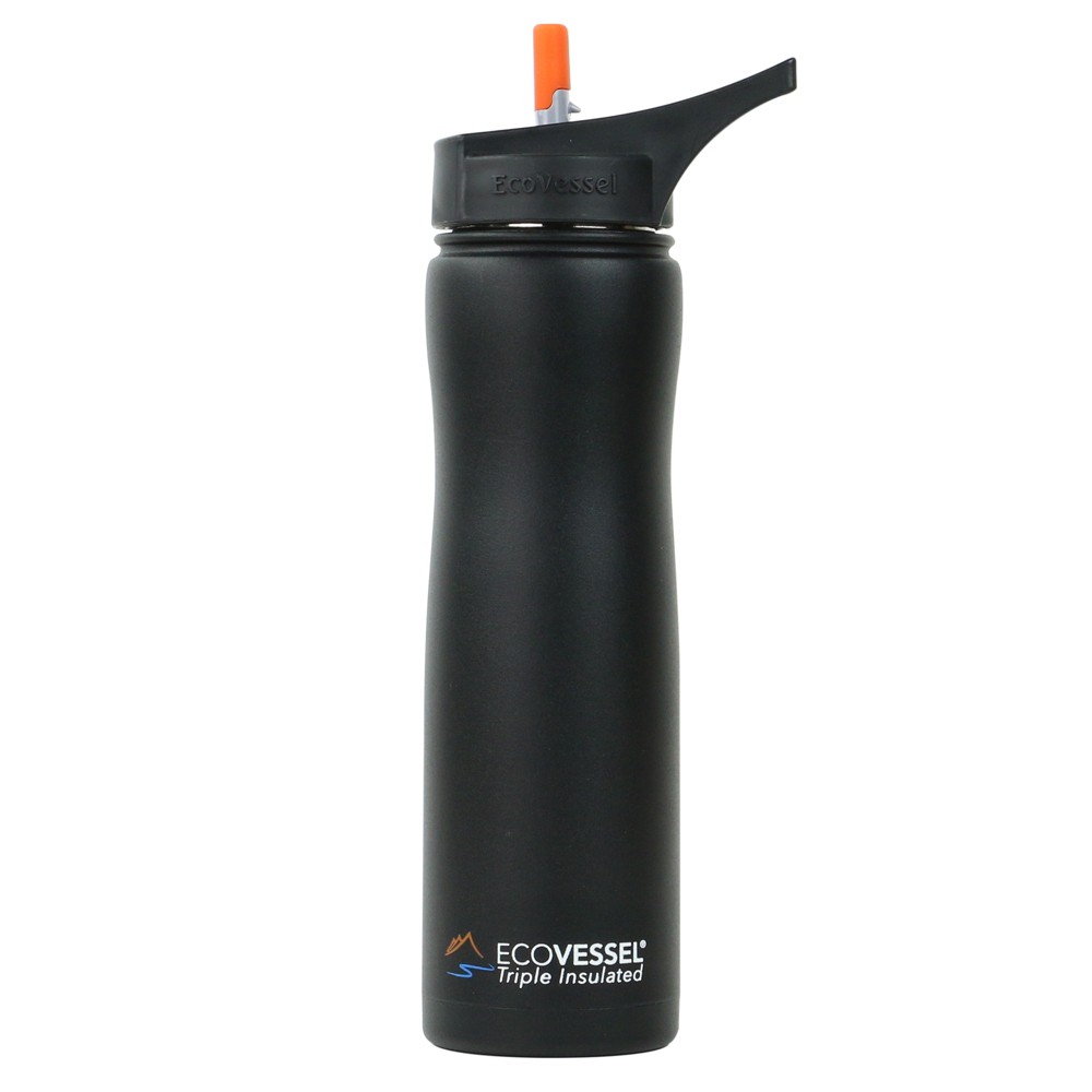 EcoVessel SURF Sport 22oz Glass Water Bottle with Flip Straw Top