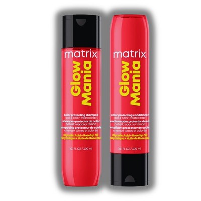 Matrix Glow Mania Shampoo (10 oz) & Glow Mania Conditioner (10 oz) | , For Dull & Color-Treated Hair With Glycolic Acid & Rosehip Oil - DUO SET