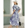 LEELA Women's Summer Maxi Nightdress Cover Up Gown Caftan Loungewear Dashiki House Dresses for Women 3X-4X Blue, Abstract - 3 of 4