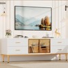 65 Inch TV Stand with LED Lights, Modern Entertainment Center with 4 Drawers & Shelves & Glass Doors - 4 of 4