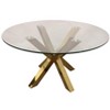 HomeRoots 54" Clear and Gold Glass and Metal Cross Leg Base Round Top Dining Table - 4 of 4