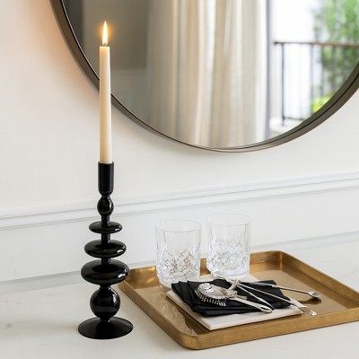 Glass Taper Candle Holder - Modern Decorative Candlestick for Home, Office, Bedroom & Living Room - Elegant Tall Contemporary Accent Decor