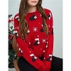 Clearlove Girls' Christmas Cable Knit Sweater Long Sleeve Crewneck Pullover Cozy Textured Holiday Top Vintage Inspired Winter Wear - 3 of 4